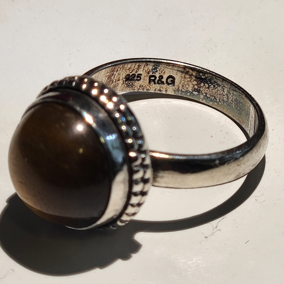 925 Sterling Silver Cabochon Ring Size 7 - Picture 3 of 3